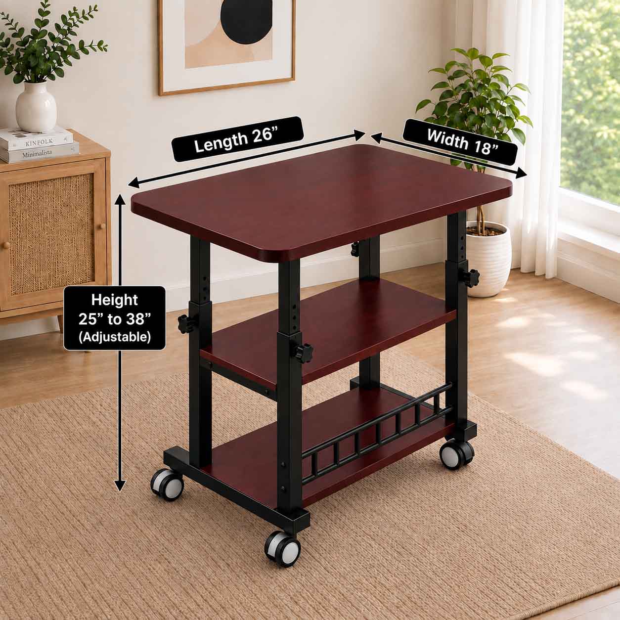 Premium 26 × 18 Inch Tripple Layer Table - Brown